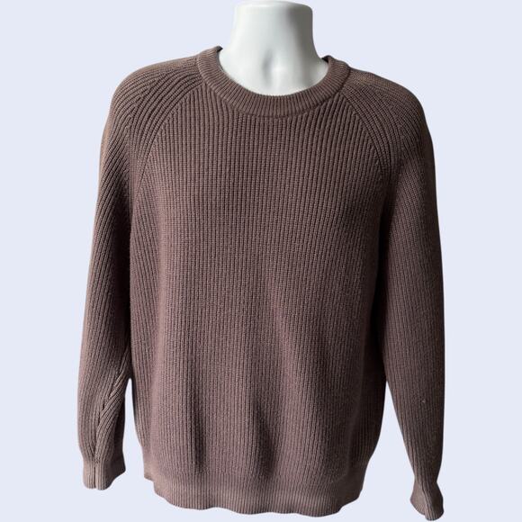 ZARA Man Ribbed Knit Crewneck Sweater Purple Raglan Pullover Men’s M - Picture 1 of 6
